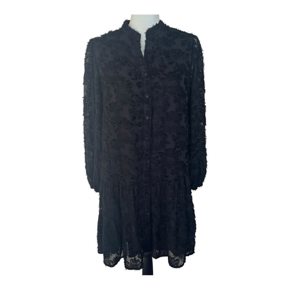 Women’s Black Burnout Shift Dress lined Size Large
